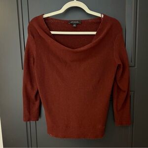 100% Merino Wool Cowl Neck or Off Shoulder Sweater Burgundy